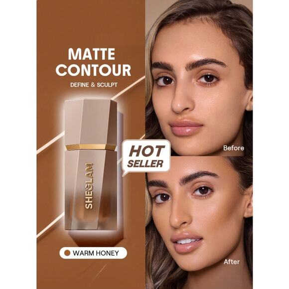 SHEGLAM Sun Sculpt Liquid Contour – Warm Honey | Best-Selling Matte Contour - Picture 1 of 12